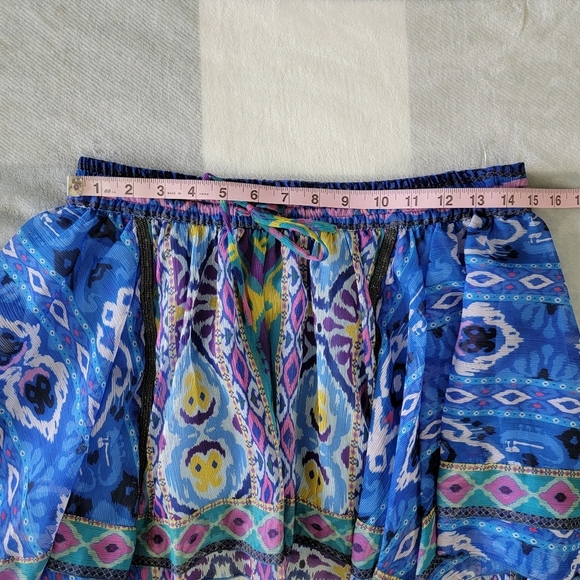 NWOT ZARA Geometric Mini Skirt Lined Asymmetric Hem Purple Blue Flowy Small - Picture 10 of 11